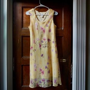 90s/2000s Yellow Floral Midi Dress